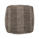 Barracuda - Handcrafted Cotton Pouf With Chevron Pattern - Brown / Beige