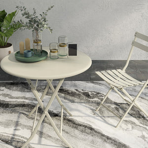 3 Piece Patio Bistro Set Of Foldable Round Table And Chairs