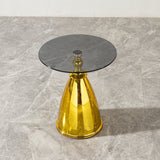 Modern Living Room Coffee Table with Grey Tempered Glass and Gold Carbon Steel