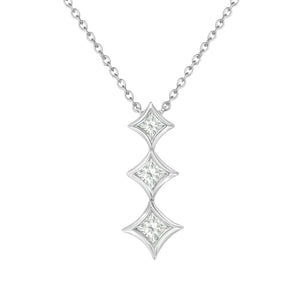 10K White Gold 1/5 Cttw Princess Cut Diamond 3 Stone Drop 18" Pendant Necklace (H-I Color, SI2-I1 Clarity)
