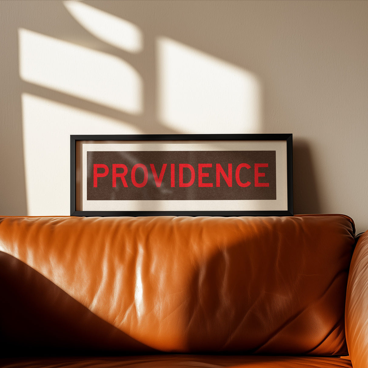 Framed Providence Brown and Red Bus Scroll