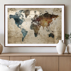 World Map Canvas Print – Detailed Map of the World Wall Art