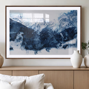 Abstract Blue Mountain Canvas Wall Art – Modern Triptych