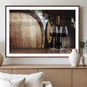 Wine and Barrel Wall Art Canvas Print