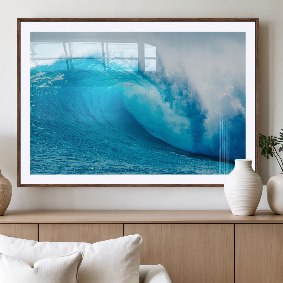 Big Ocean Surfing Wave Wall Art Canvas Print