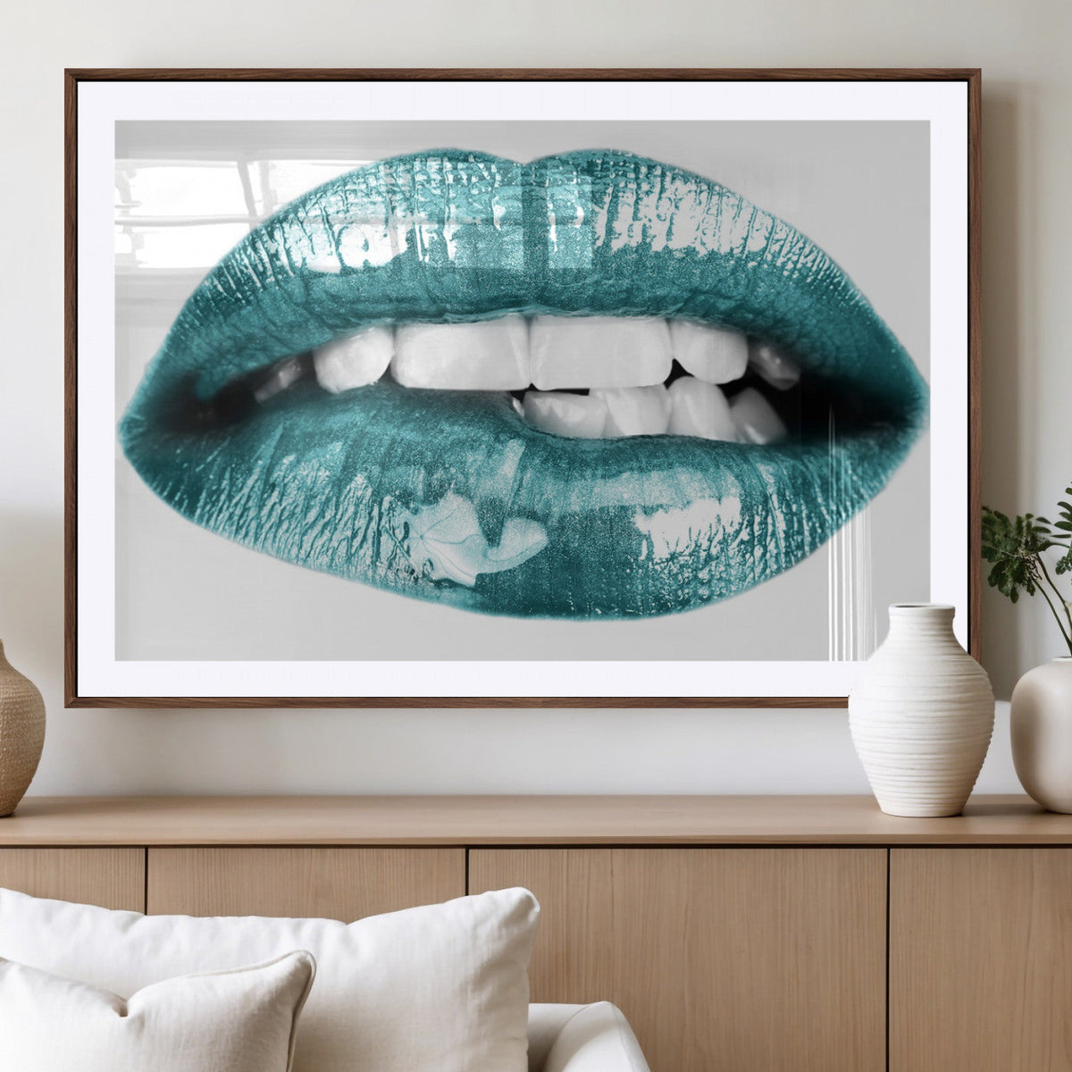 Blue Lips Wall Art Canvas Print