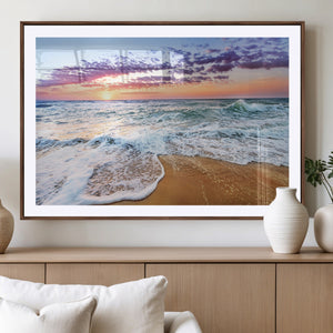 Coastal Sunset Art Beach Canvas Wall Art Print | Ocean Waves