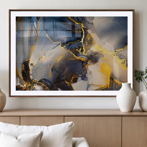 Large Abstract Wall Art Print -  Gold and Blue Abstract