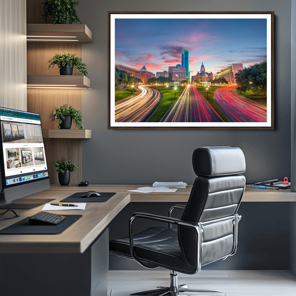 Dallas City Lights Large Wall Art Dallas Cityscape Canvas