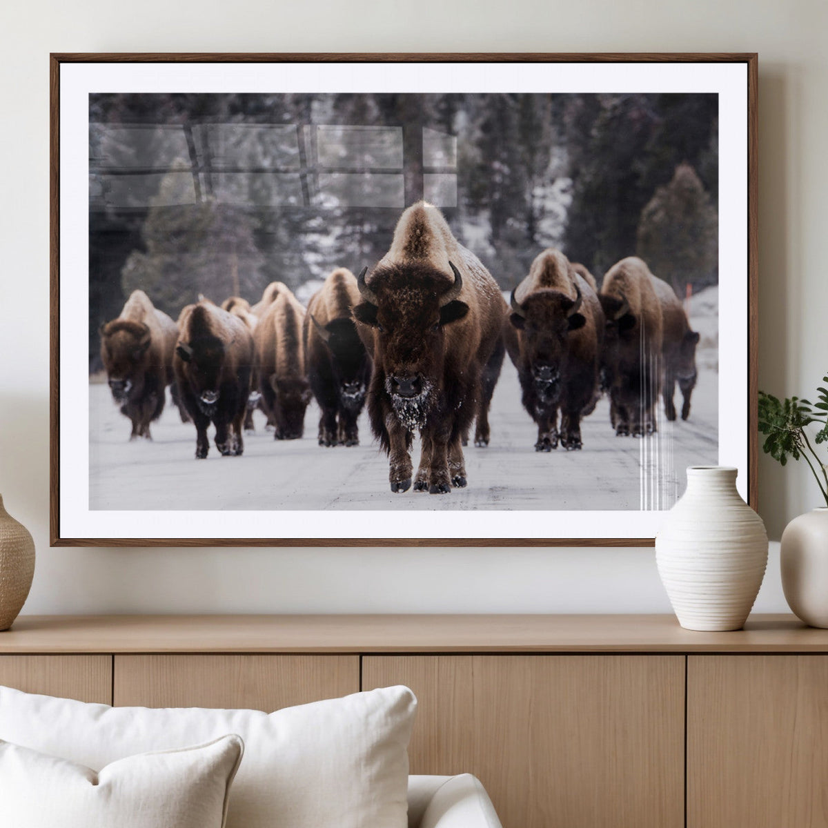 Bison Wall Art Canvas Print- Bison Herd Canvas Wall Art –