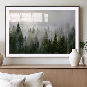 Forest Wall Art Canvas Print | Foggy Forest Wall Art | Pine