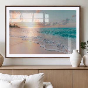 Beach Sunrise Wall Art, Coastal Seascape Canvas Print, Ocean