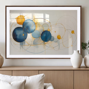 Geometric Blue Orange Abstract Wall Art Canvas, Geometric