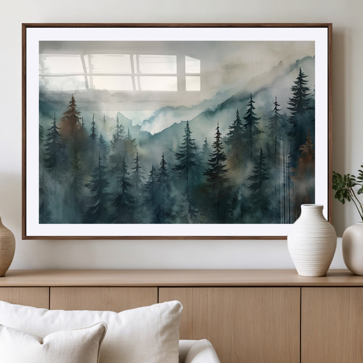 Serenity Forest Wall Art Canvas | Foggy Mountain Landscape
