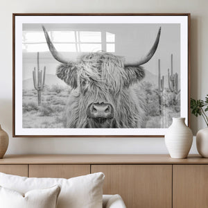 Rustic Charm | Cow Longhorn Black White Bighorn Wall Art