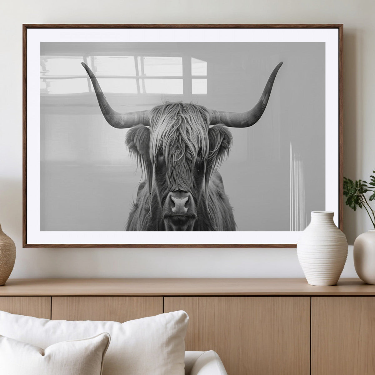 Farmhouse Longhorn Wall Art Canvas Print, Longhorn Texas