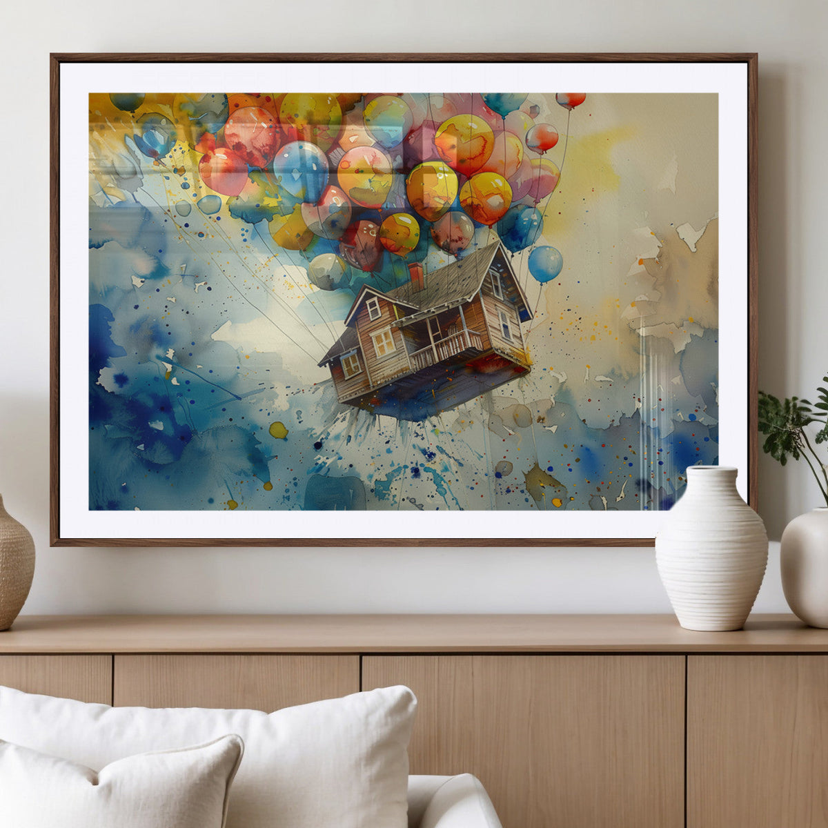 UP-Inspired Floating House with Balloons Canvas Art –