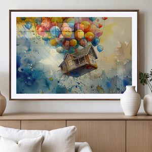 UP-Inspired Floating House with Balloons Canvas Art –