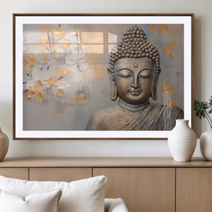 Abstract Buddha Statue Wall Art Canvas Print - Modern