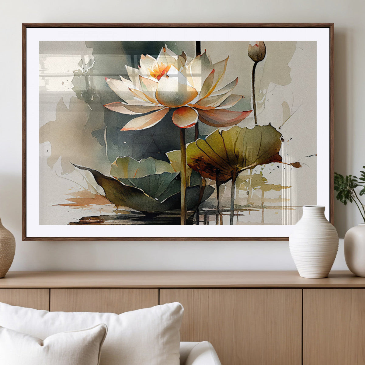 Lotus Flower Watercolor Canvas Print – A Symbol of Serenity