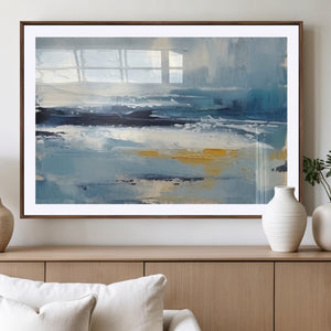 Abstract Ocean Canvas Wall Art - Coastal Blue and Gold