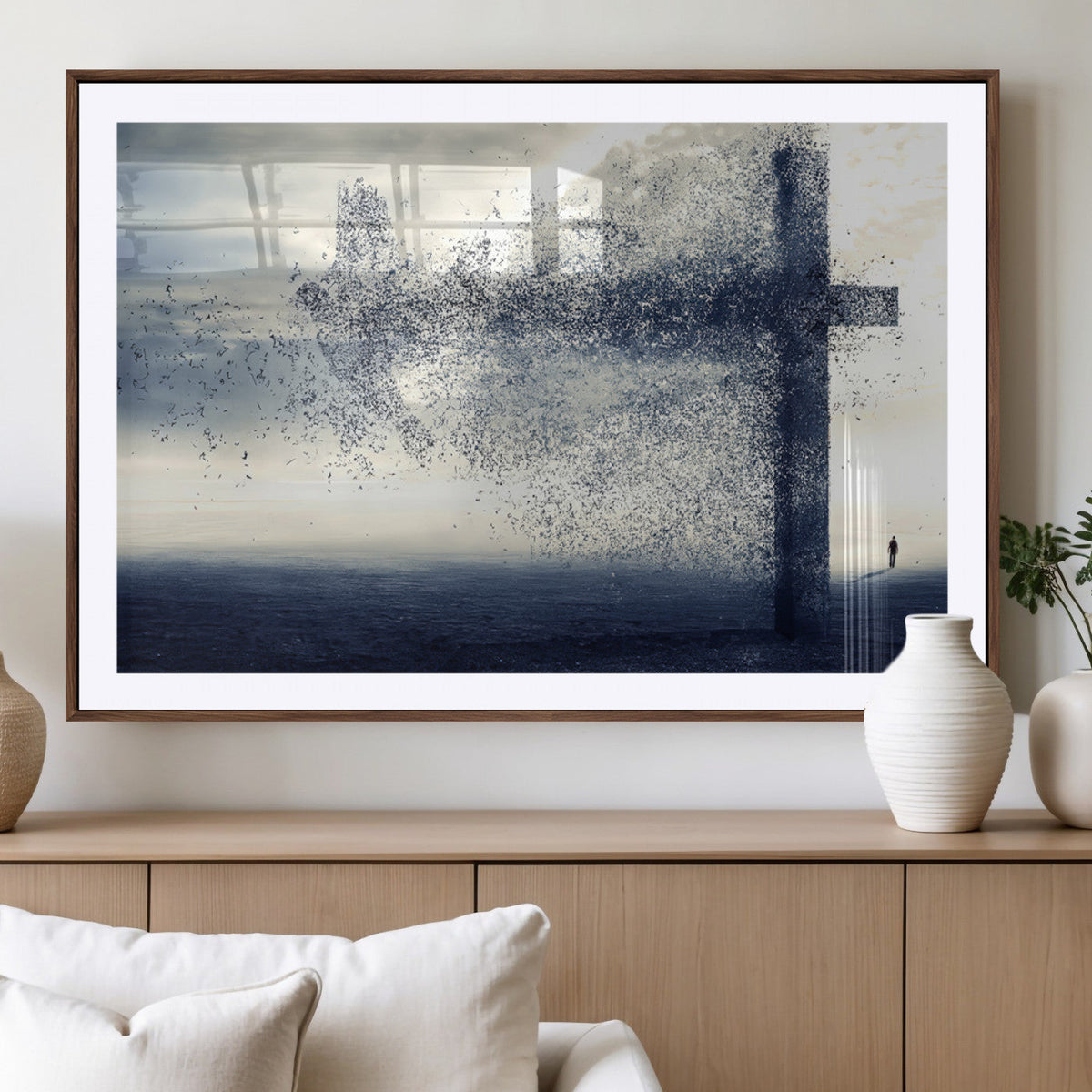 Jesus and the Fading Cross Wall Art Print – Symbol of Faith,