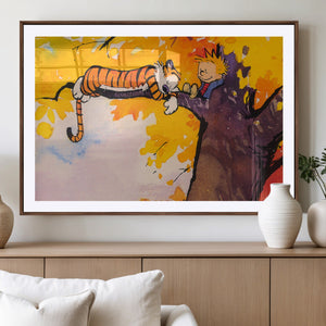 Calvin and Hobbes Tree Scene Canvas Print | 3 Panel Large