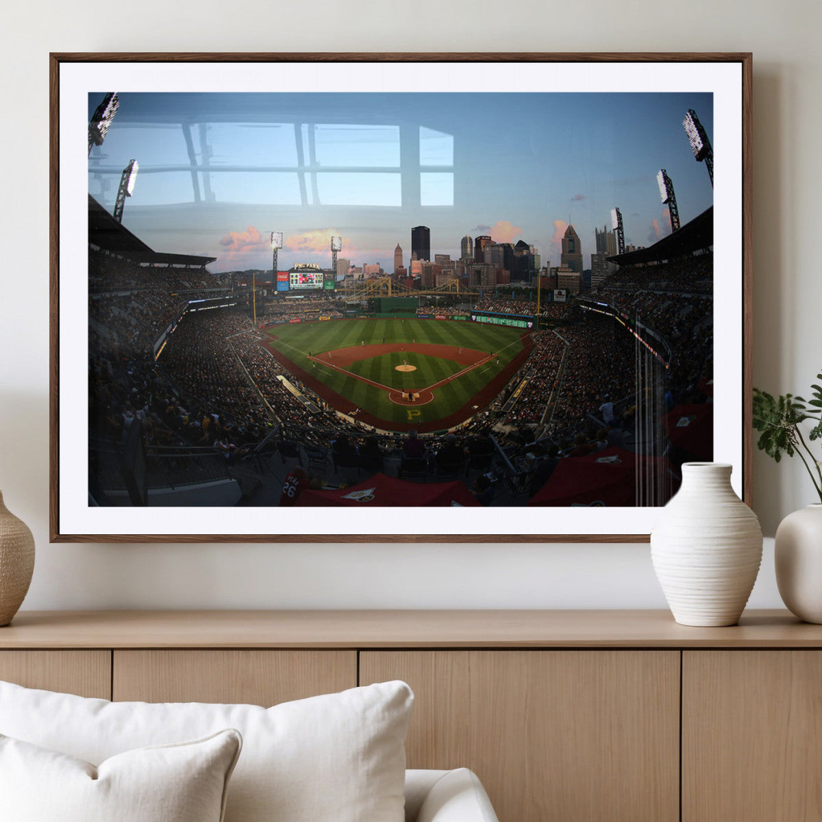 PNC Park Evening Game Triple Canvas Wall Art - Pittsburgh