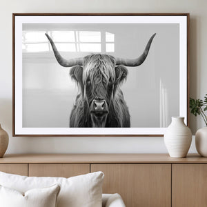 Highland Wall Art Canvas Print – Minimalist Black and White