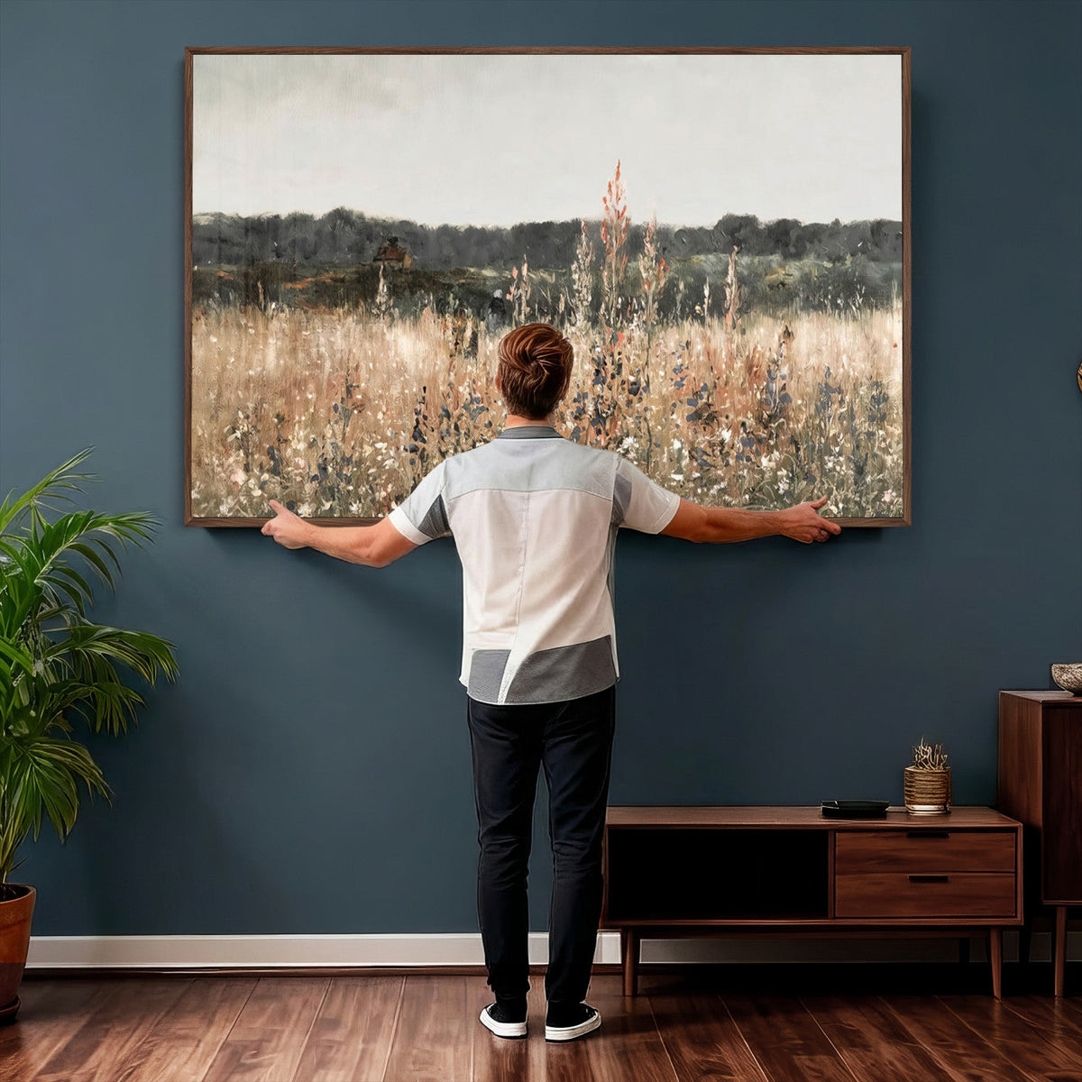 Rustic Field Landscape Wall Art Print, Giclee Canvas Wall
