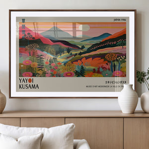 Yayoi Kusama Landscape Canvas Print, Vibrant Floral Mountain