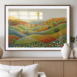 YAYOI KUSAMA Colorful Dot Art Landscape Canvas - Framed