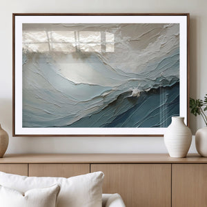 Waves Abstract Wall Art Print, Modern Framed Abstract Canvas
