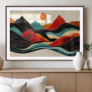 Western Wall Decor - Large Triptych Mountain Canvas - Boho