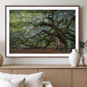 Historic Tree Wall Art – Framed Mossy Branch Canvas Artwork,