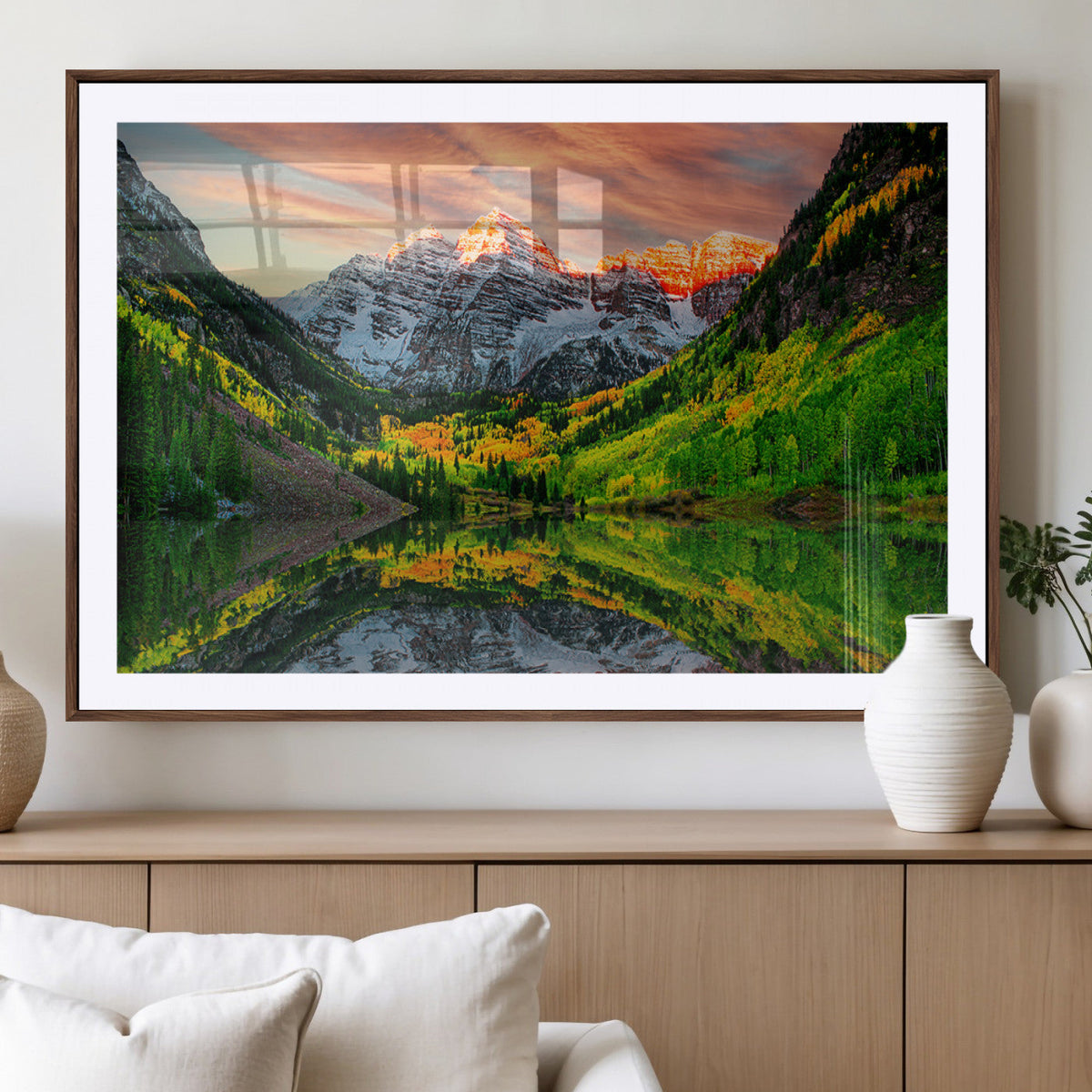 Maroon Bells Lake Wall Art Canvas Print – Framed Majestic
