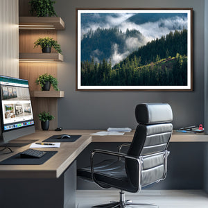 Misty Forest Wall Art Canvas Print – Pine Hills Foggy Trees