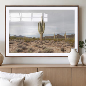 Saguaro Cactus Wall Art – Framed Desert Canvas Artwork,