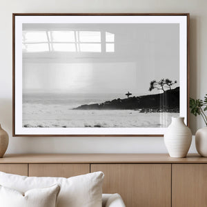 Surfer Cliffs Wall Art Canvas Print – Framed Black White