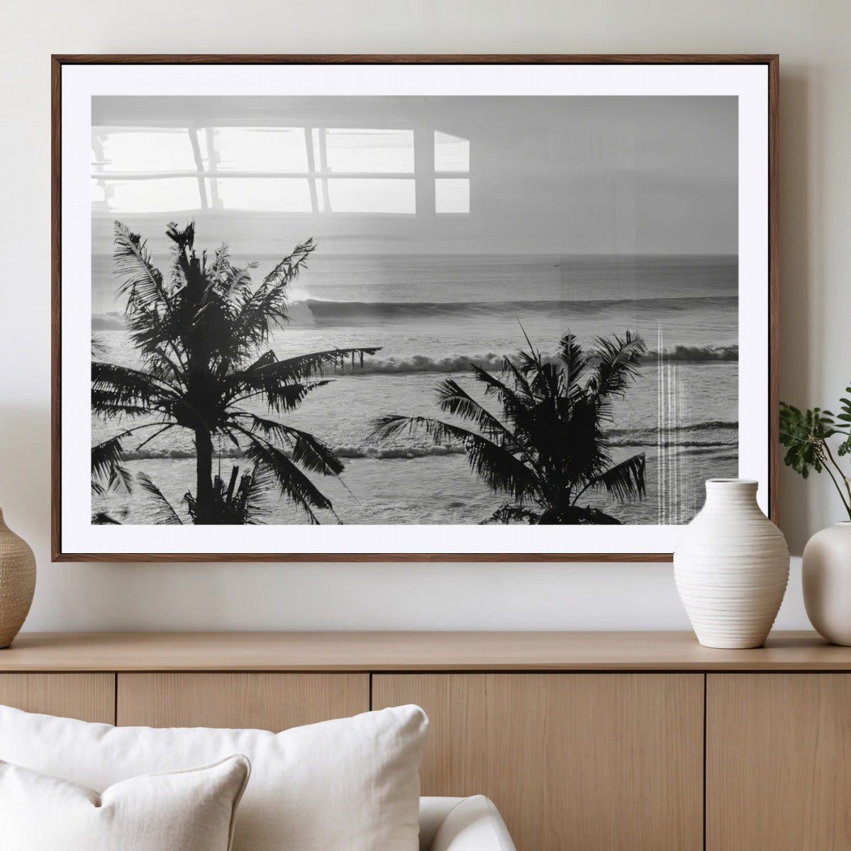 Tropical Coastline Wall Art Canvas Print – Framed Palm Trees