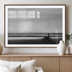 Motorcycle Beach Wall Art Canvas Print – Framed Vintage