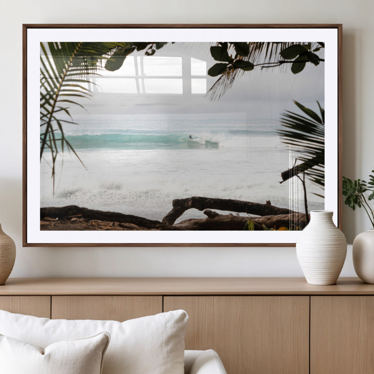 Tropical Surf Wall Art Canvas Print – Framed Palm Tree View