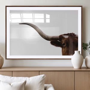 Texas Longhorn Wall Art Canvas Print – Framed Minimalist Cow