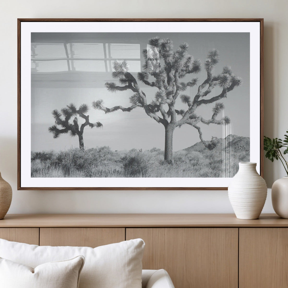 Joshua Tree Wall Art Canvas Print – Framed Black White