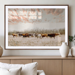 Cow Herd Wall Art Canvas Print – Framed Farmhouse Cattle