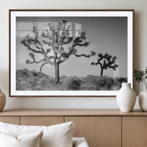 Joshua Tree Wall Art Canvas Print – Framed Monochrome Desert