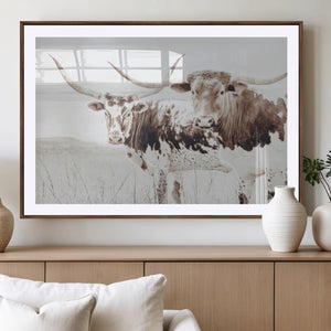 Longhorn Wall Art Canvas Print – Framed Western Cow Canvas