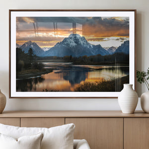 Mountain Sunset Wall Art Canvas Print – Framed Alpine