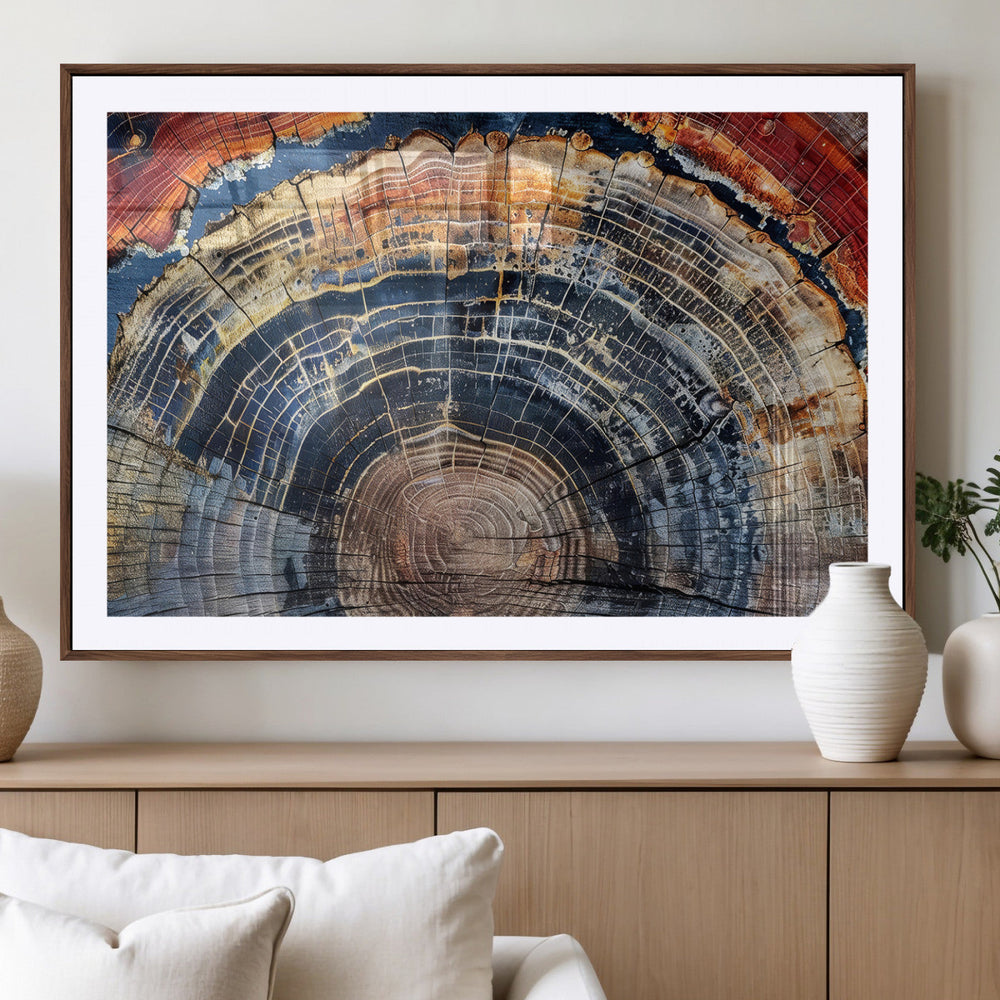 Tree Rings Wall Art Canvas Print – Framed Wood Art Picture