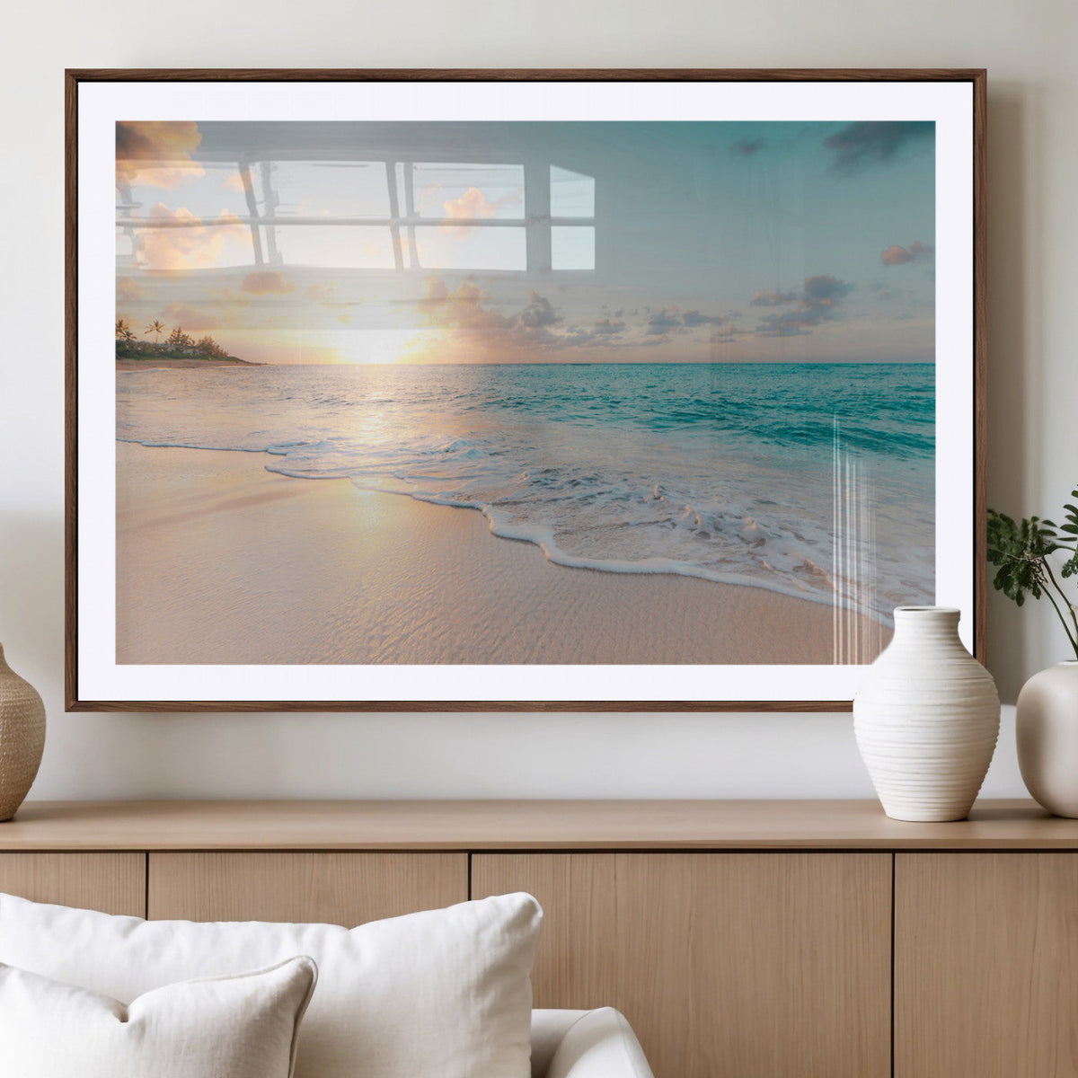 Beach Sunset Wall Art Canvas Print – Framed Ocean Waves
